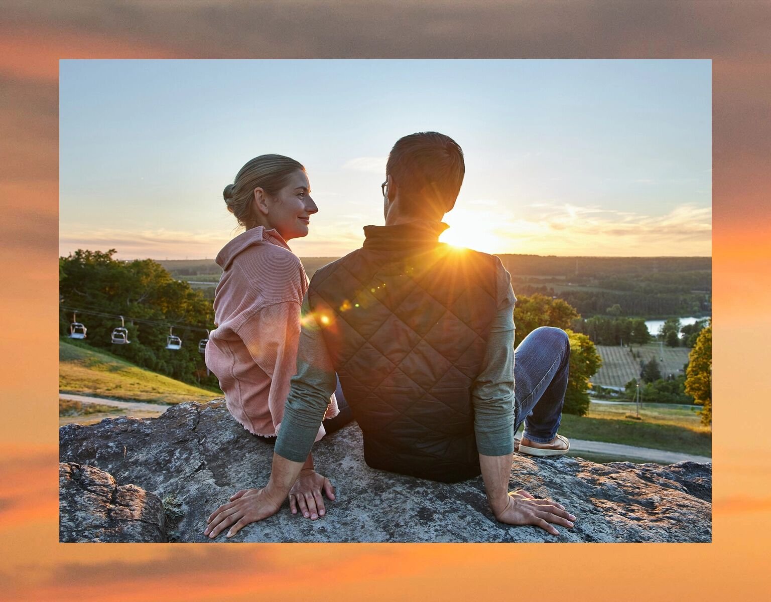 Couple enjoying sunset view